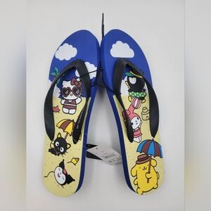 Sanrio Hello Kitty Flip Flops MENS sz 11 Black Blue Yellow Beach Chococat Unisex